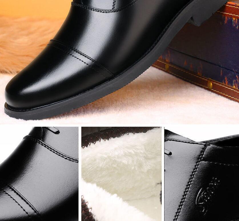 Winter Real Leather With Fleece Lining Men's Cotton Shoes