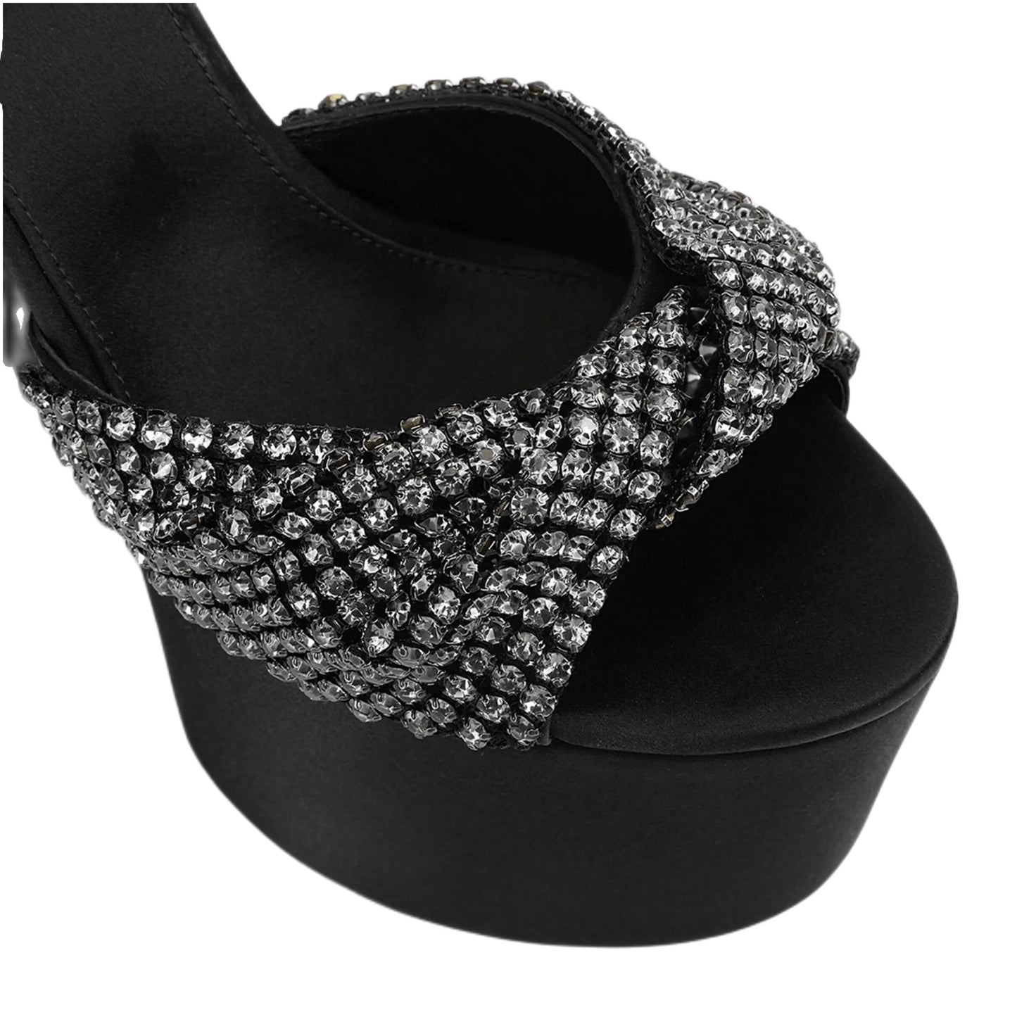 Silk High Heel Platform Shoes Waterproof Platform Rhinestone Peep-toe High-heeled Sandals