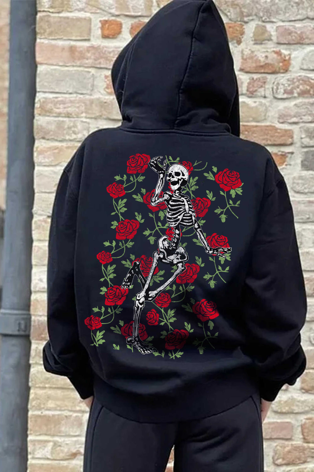 Simply Love Simply Love Full Size Rose and Skeleton Graphic Hoodie